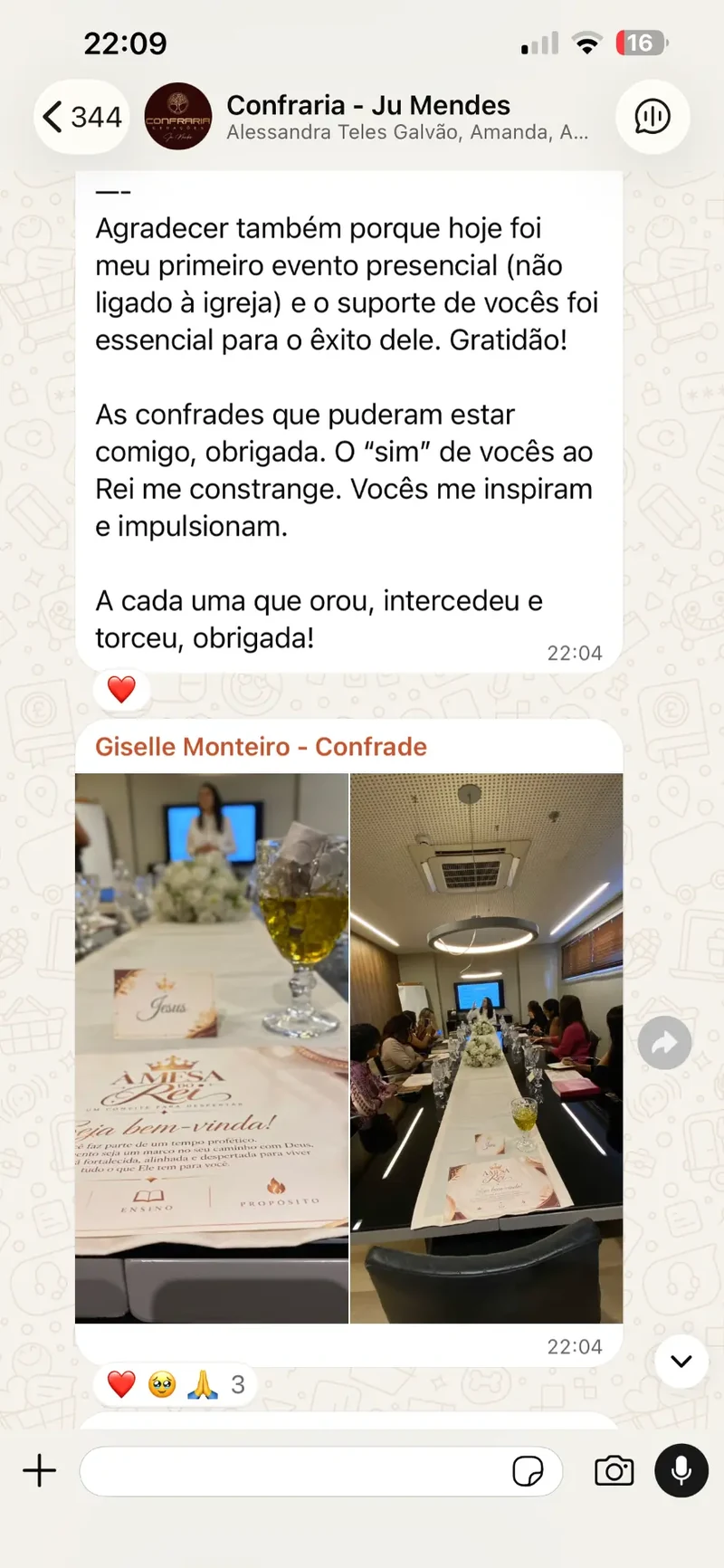 Print de depoimento de participante da Confraria